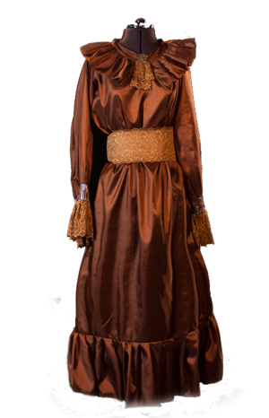 Светло-коричневое платье с кружевом